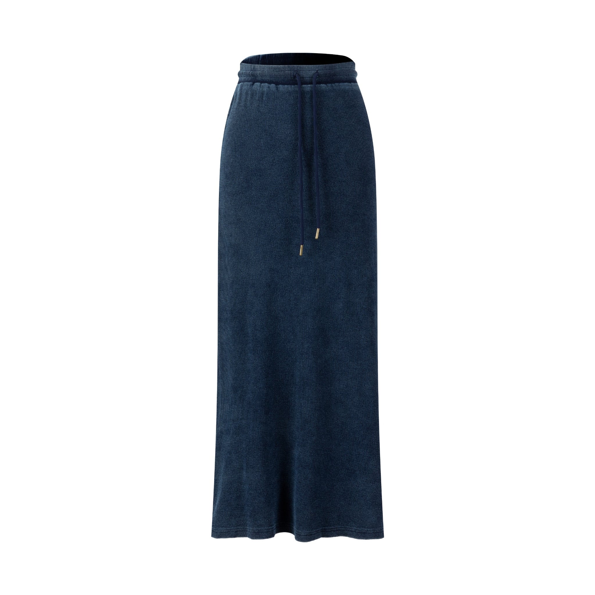 Ribbed Denim Skirt - Blue