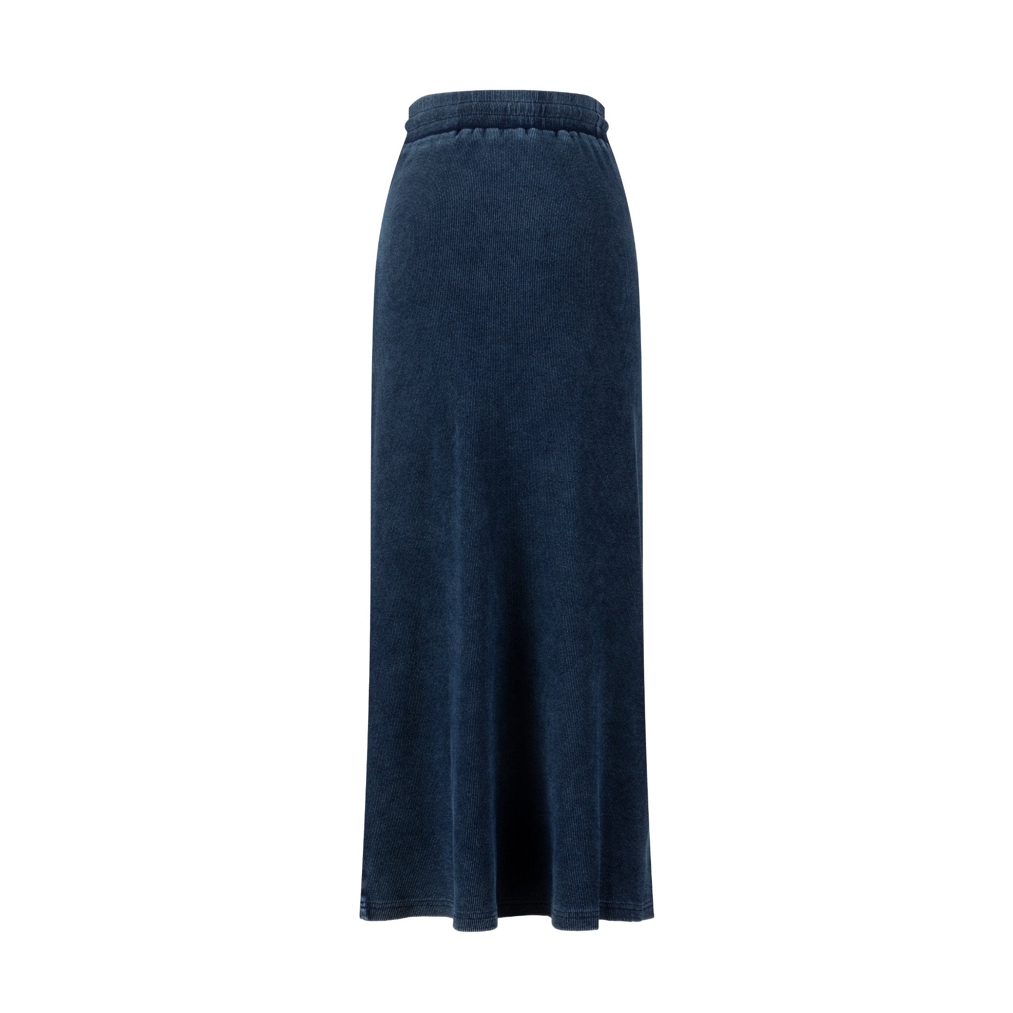 Ribbed Denim Skirt - Blue