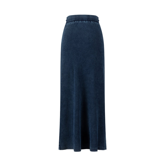 Ribbed Denim Skirt - Blue