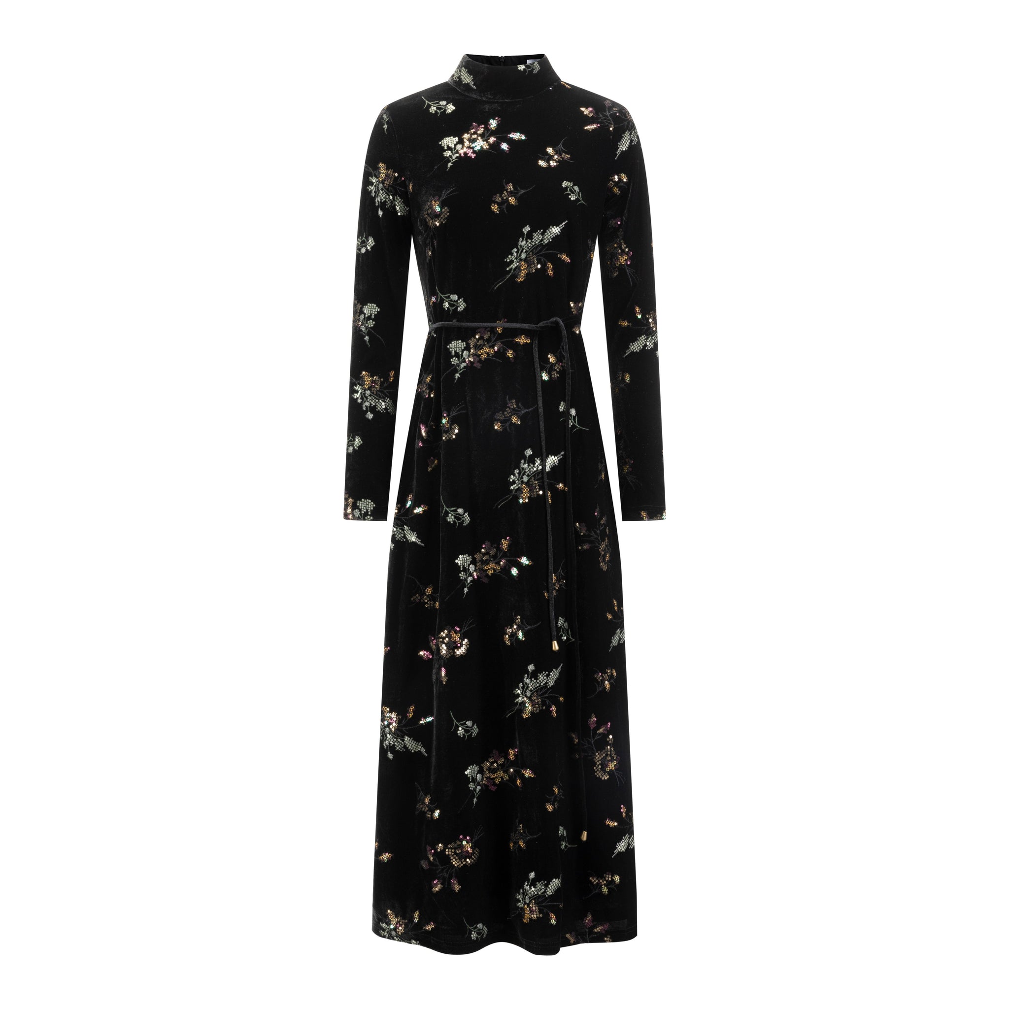 Black Beaded Velvet Dress