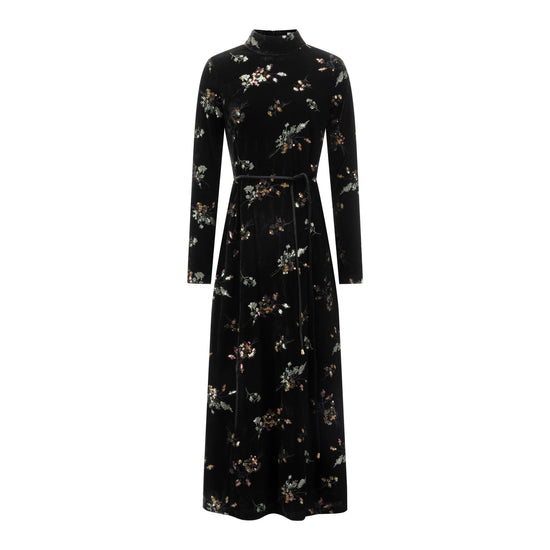 Black Beaded Velvet Dress