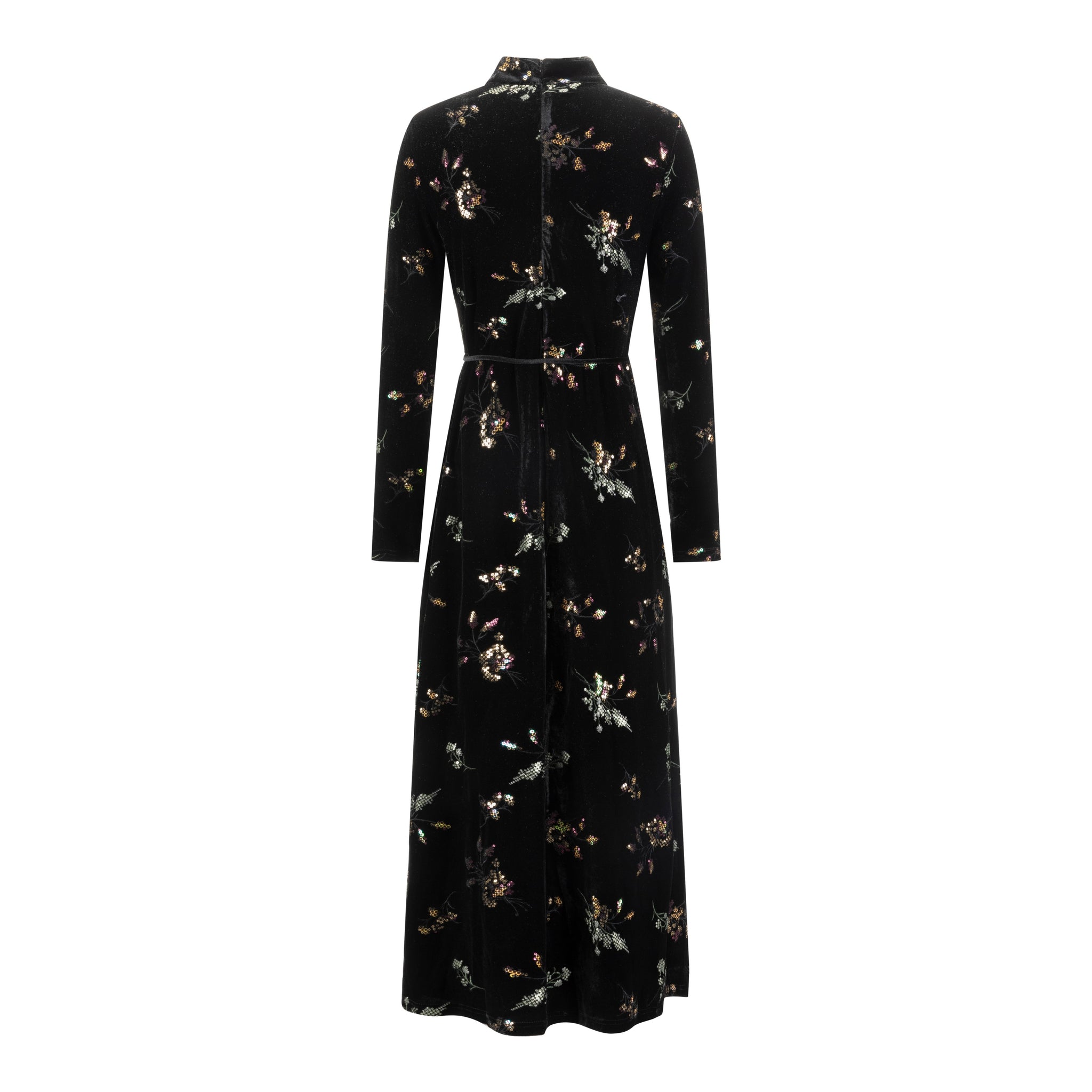 Black Beaded Velvet Dress