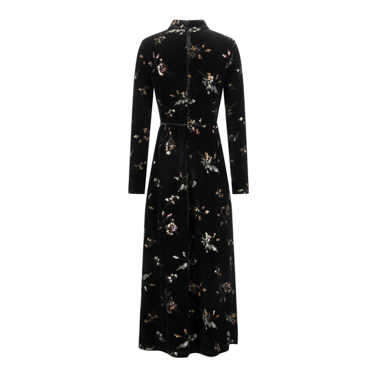 Black Beaded Velvet Dress
