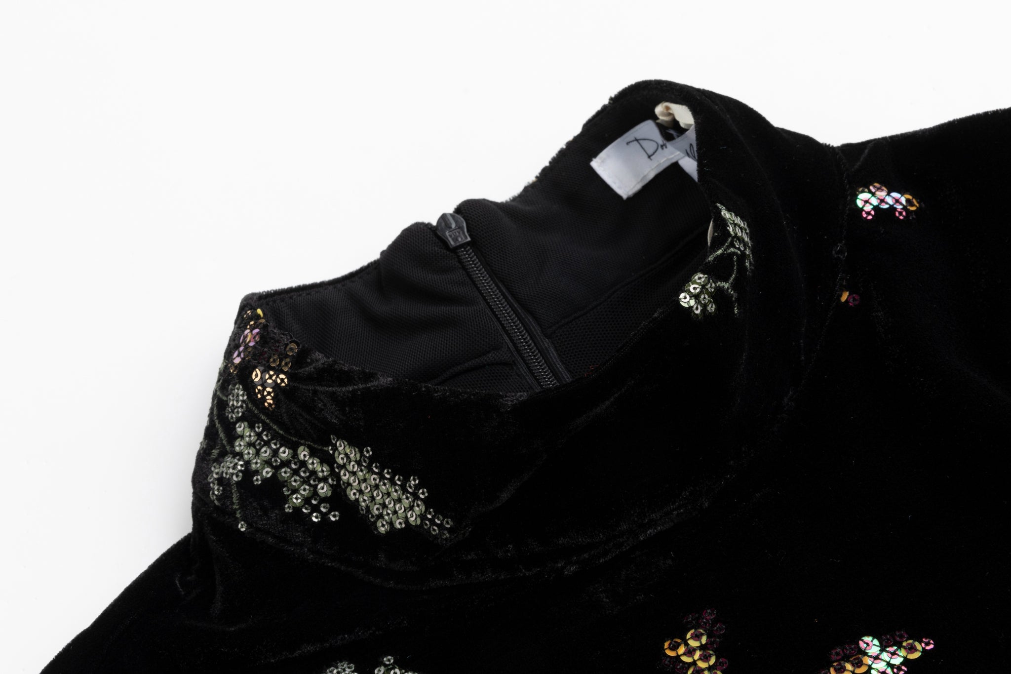 Black Beaded Velvet Dress