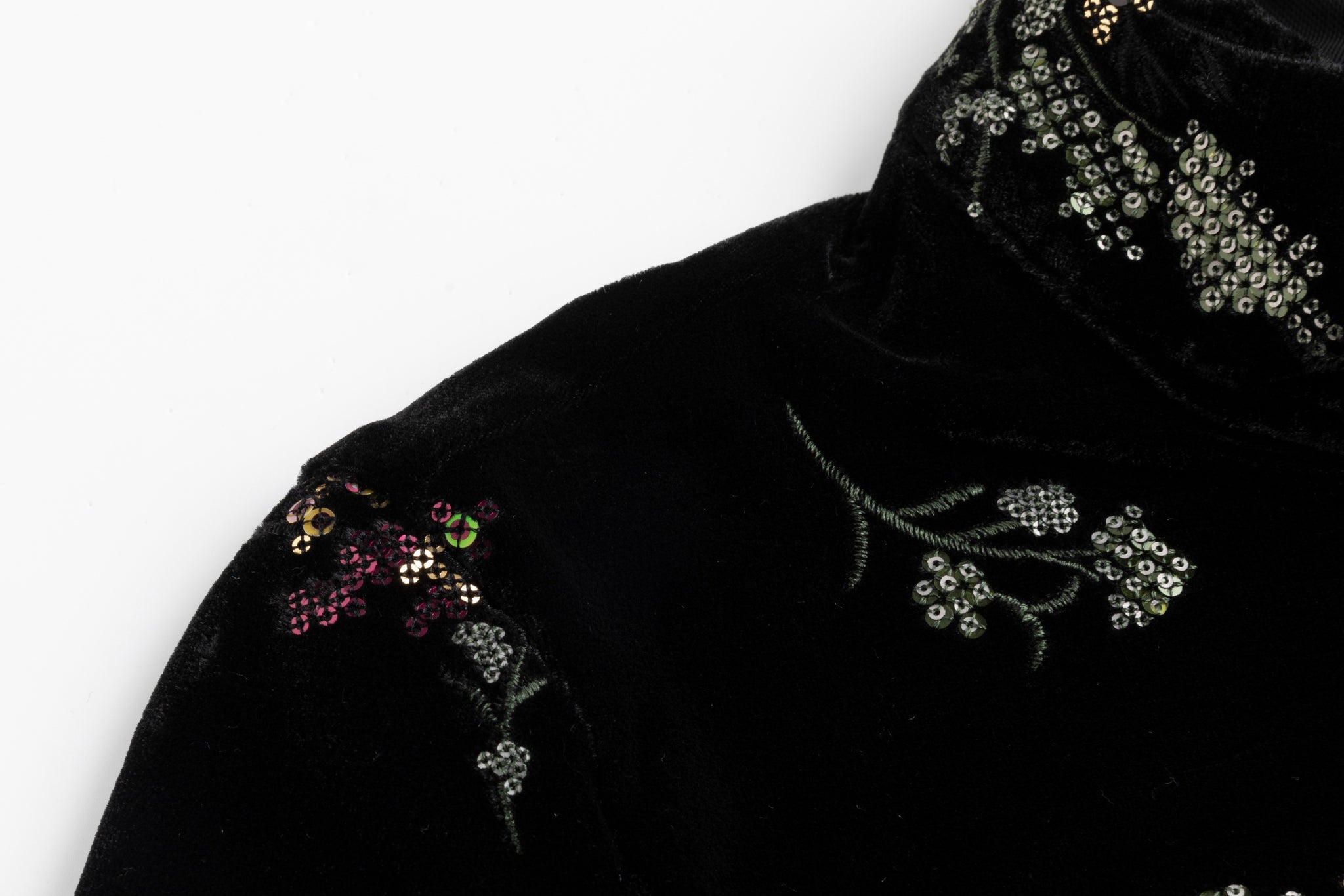 Black Beaded Velvet Dress