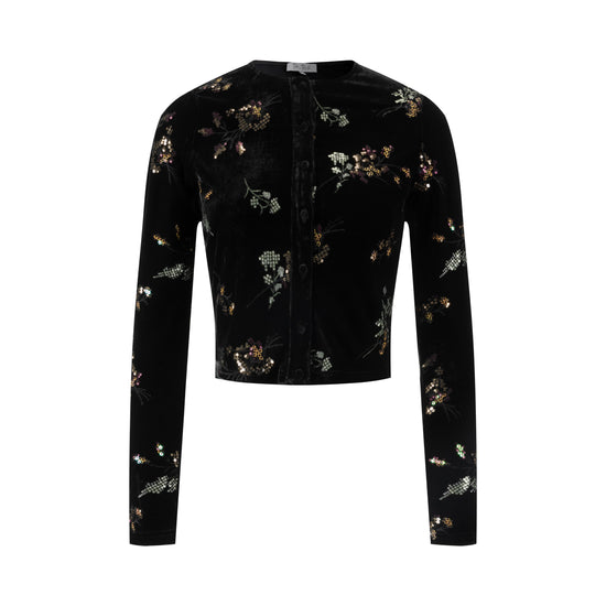 Black Velvet Multi Colored Beaded Cardigan