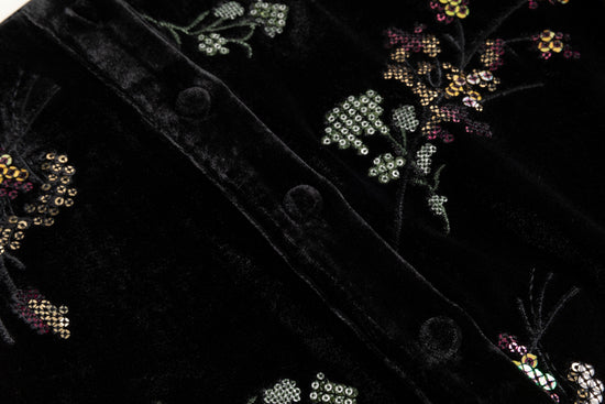 Black Velvet Multi Colored Beaded Cardigan