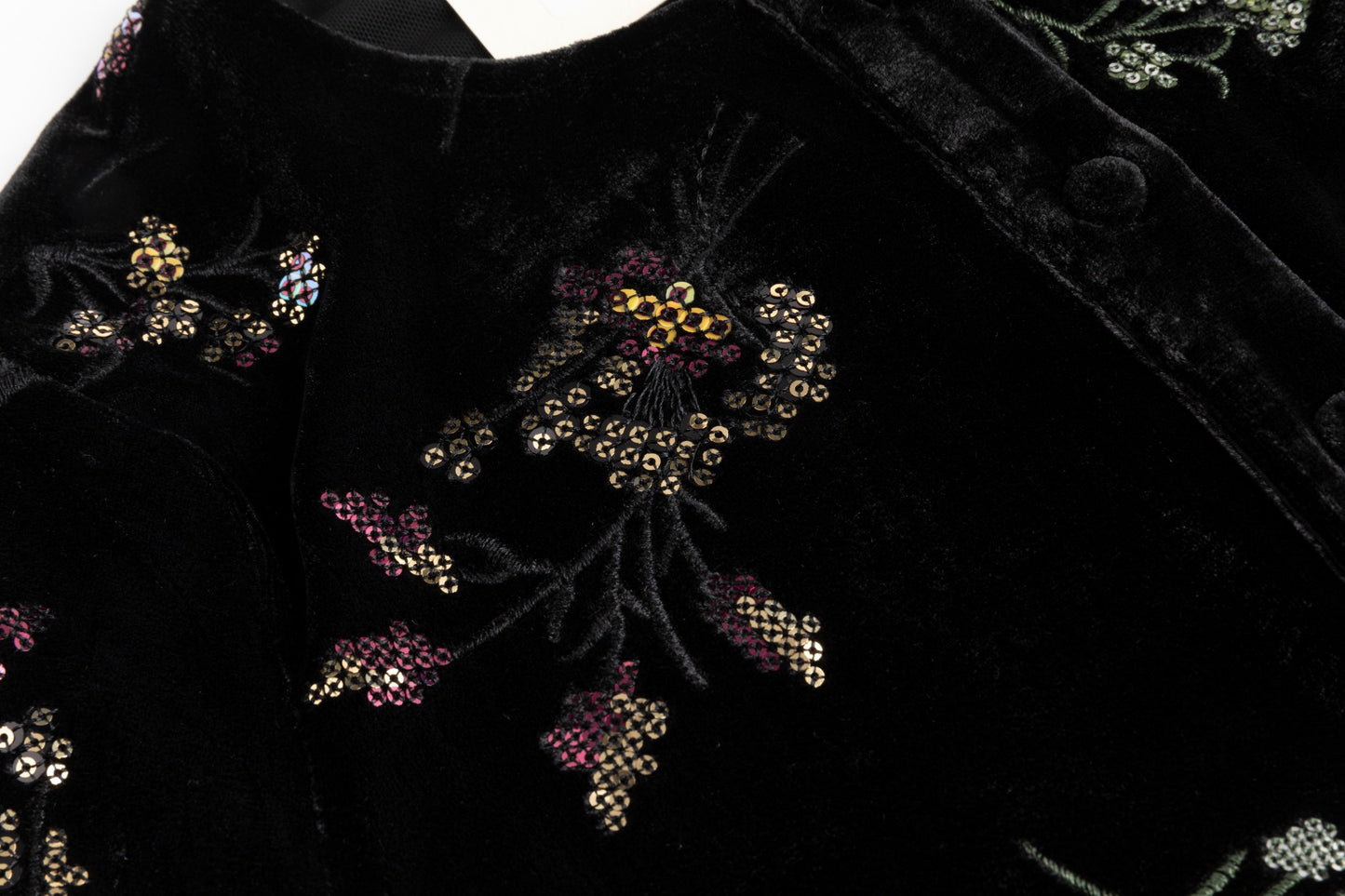 Black Velvet Multi Colored Beaded Cardigan