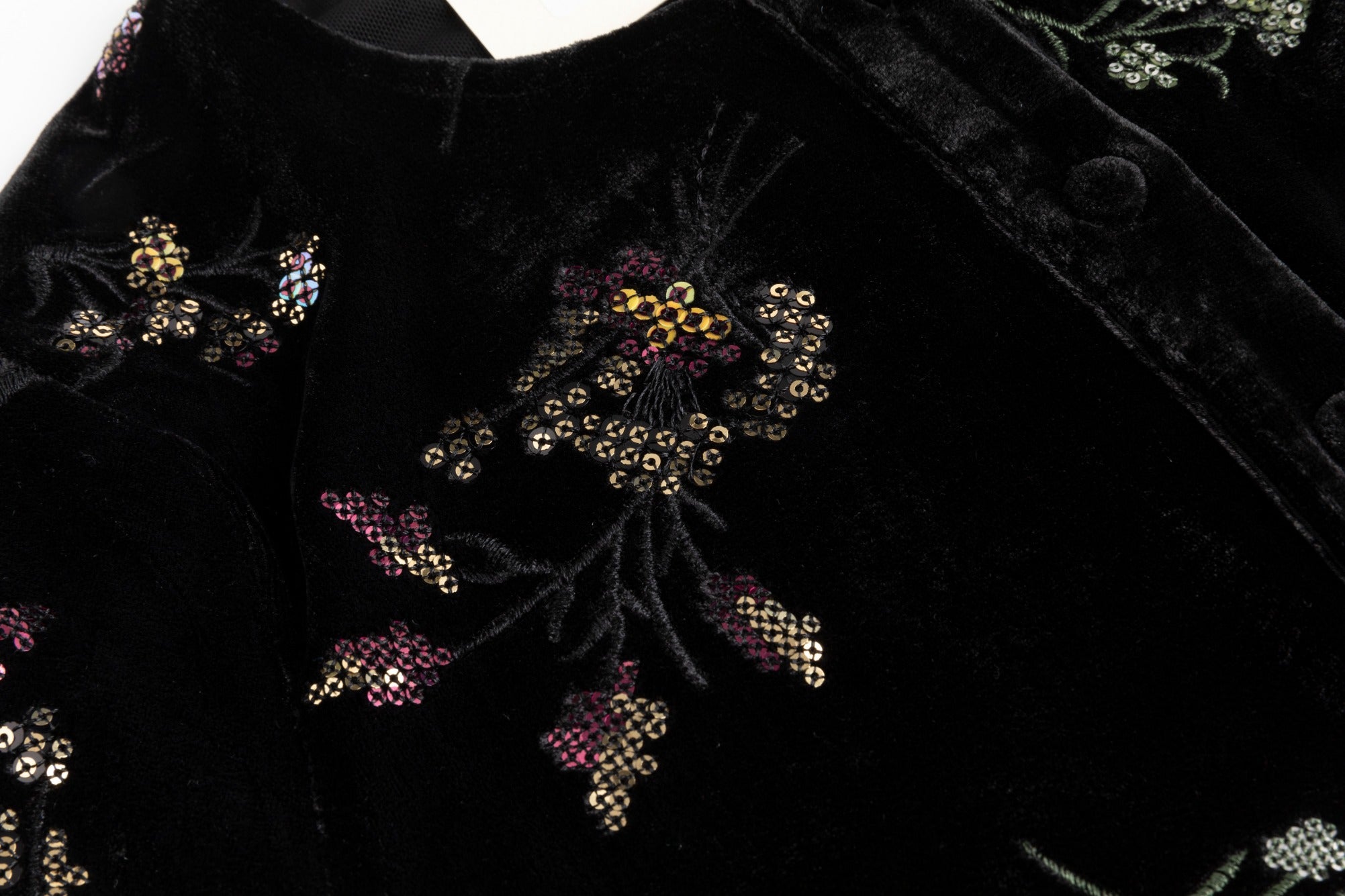 Black Velvet Multi Colored Beaded Cardigan