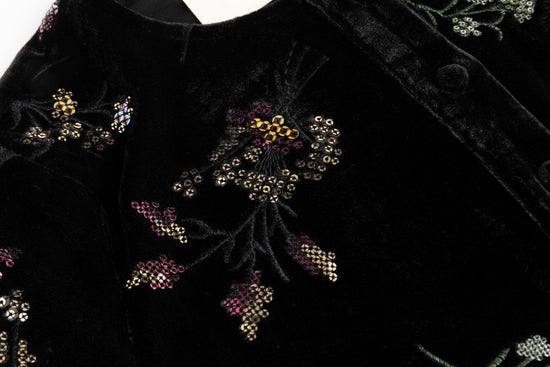 Black Velvet Multi Colored Beaded Cardigan