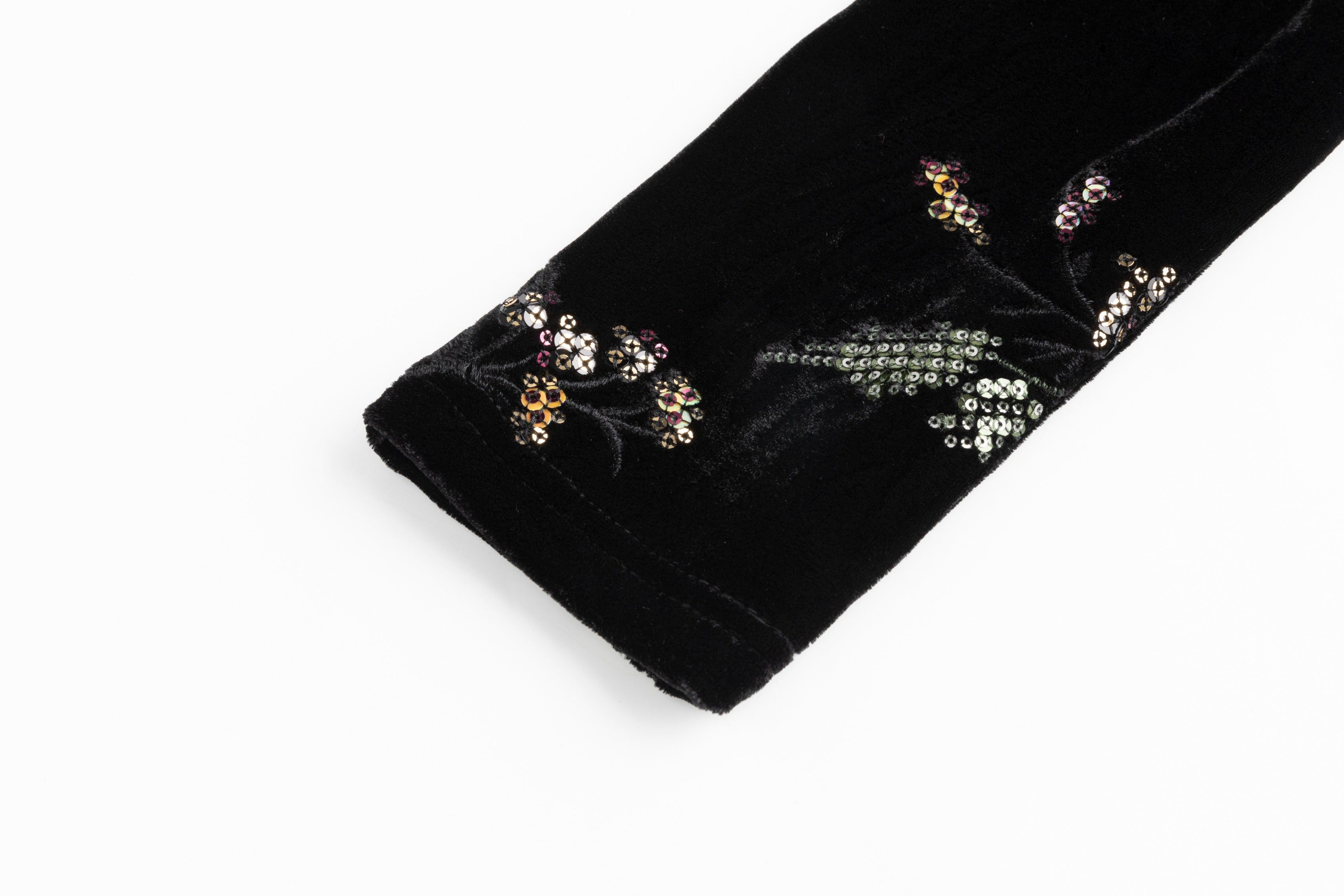 Black Velvet Multi Colored Beaded Cardigan