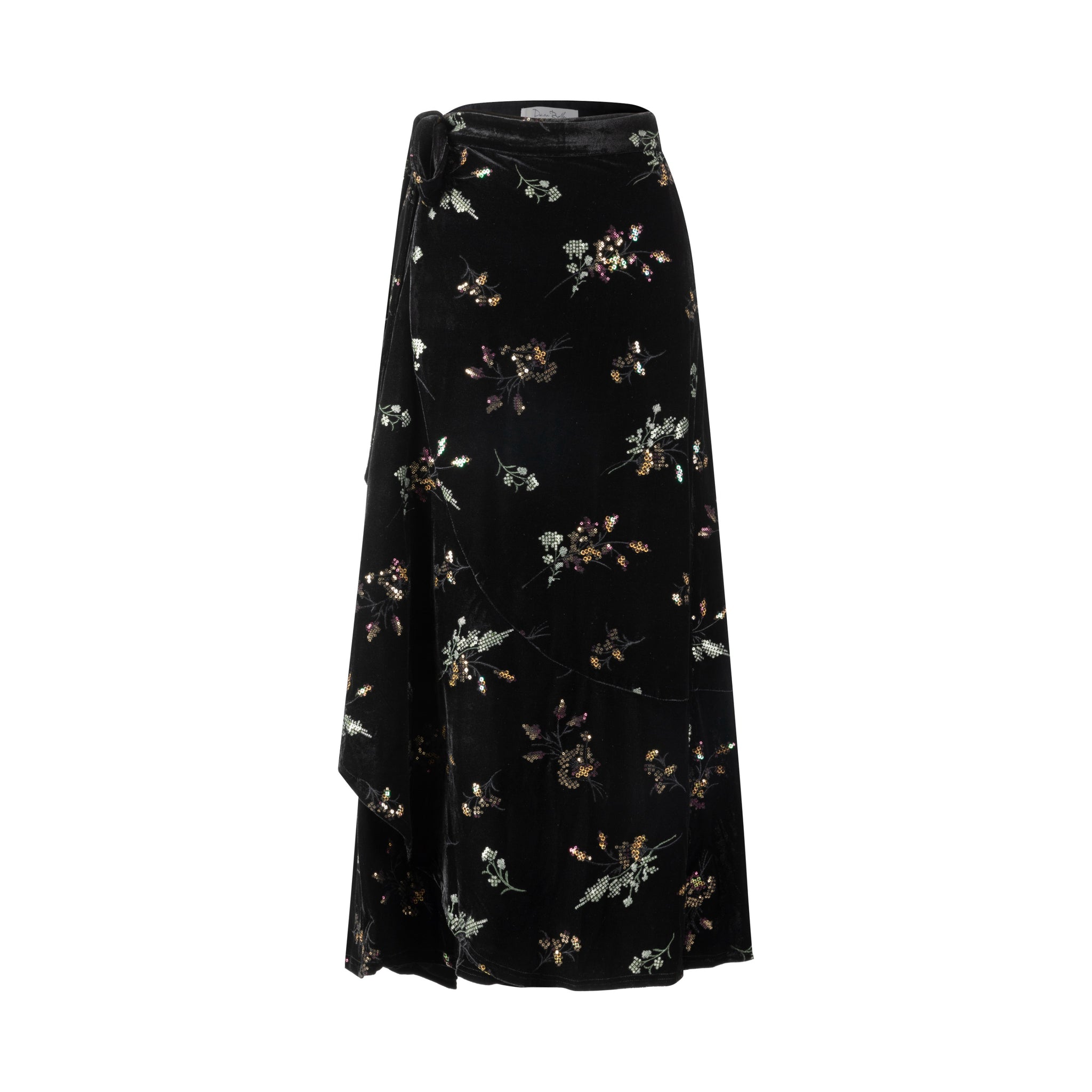 Black Velvet Multi Beaded Wrap Skirt