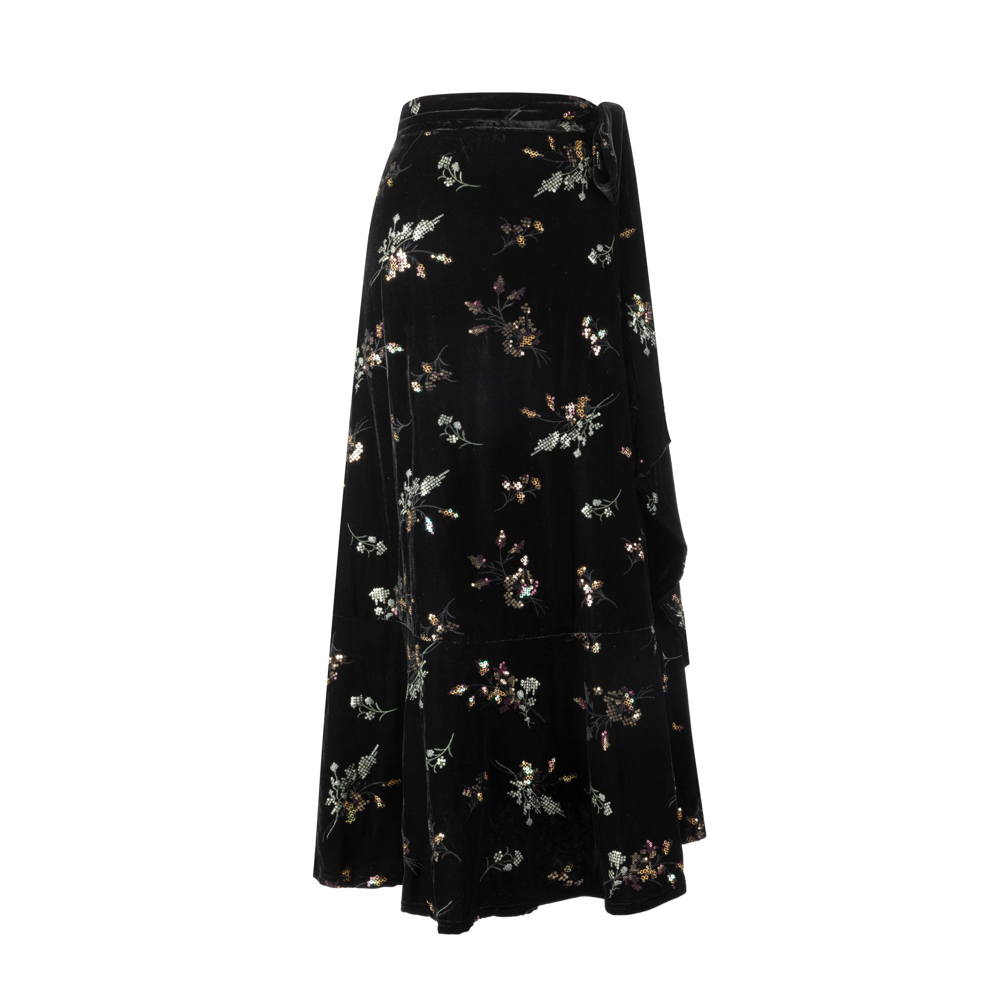 Black Velvet Multi Beaded Wrap Skirt