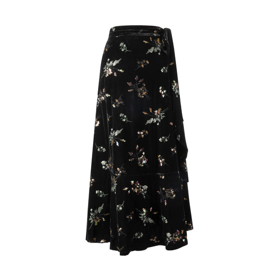 Black Velvet Multi Beaded Wrap Skirt