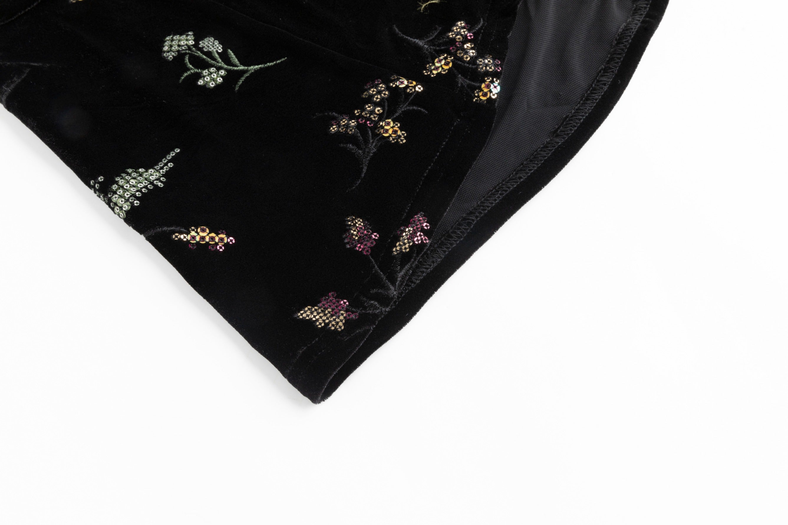 Black Velvet Multi Beaded Wrap Skirt