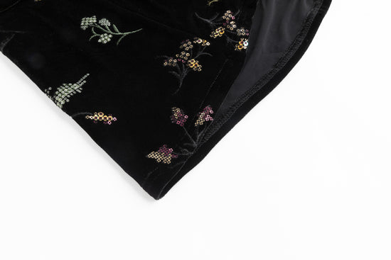 Black Velvet Multi Beaded Wrap Skirt