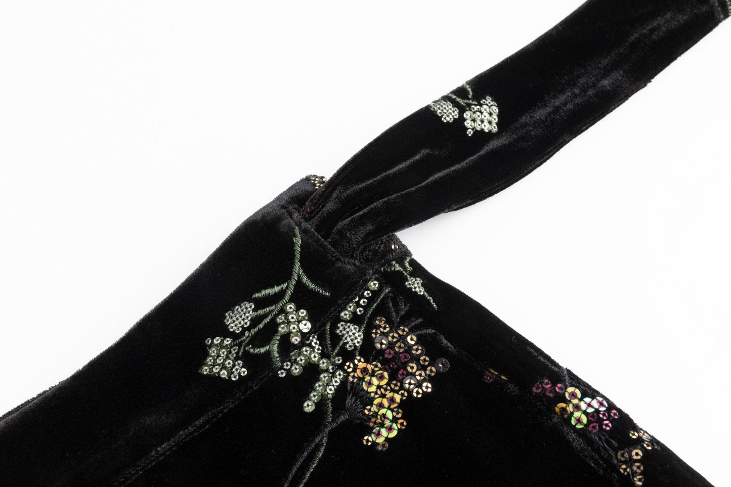 Black Velvet Multi Beaded Wrap Skirt