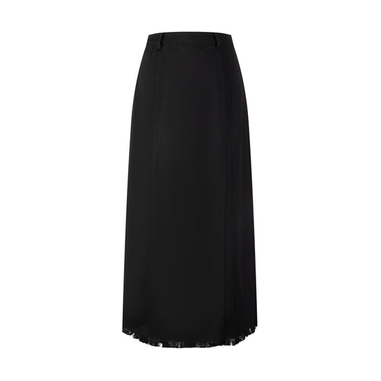 Black Denim Printed Pocket Skirt