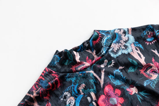 Multi Colored Printed Velvet Mock Neck