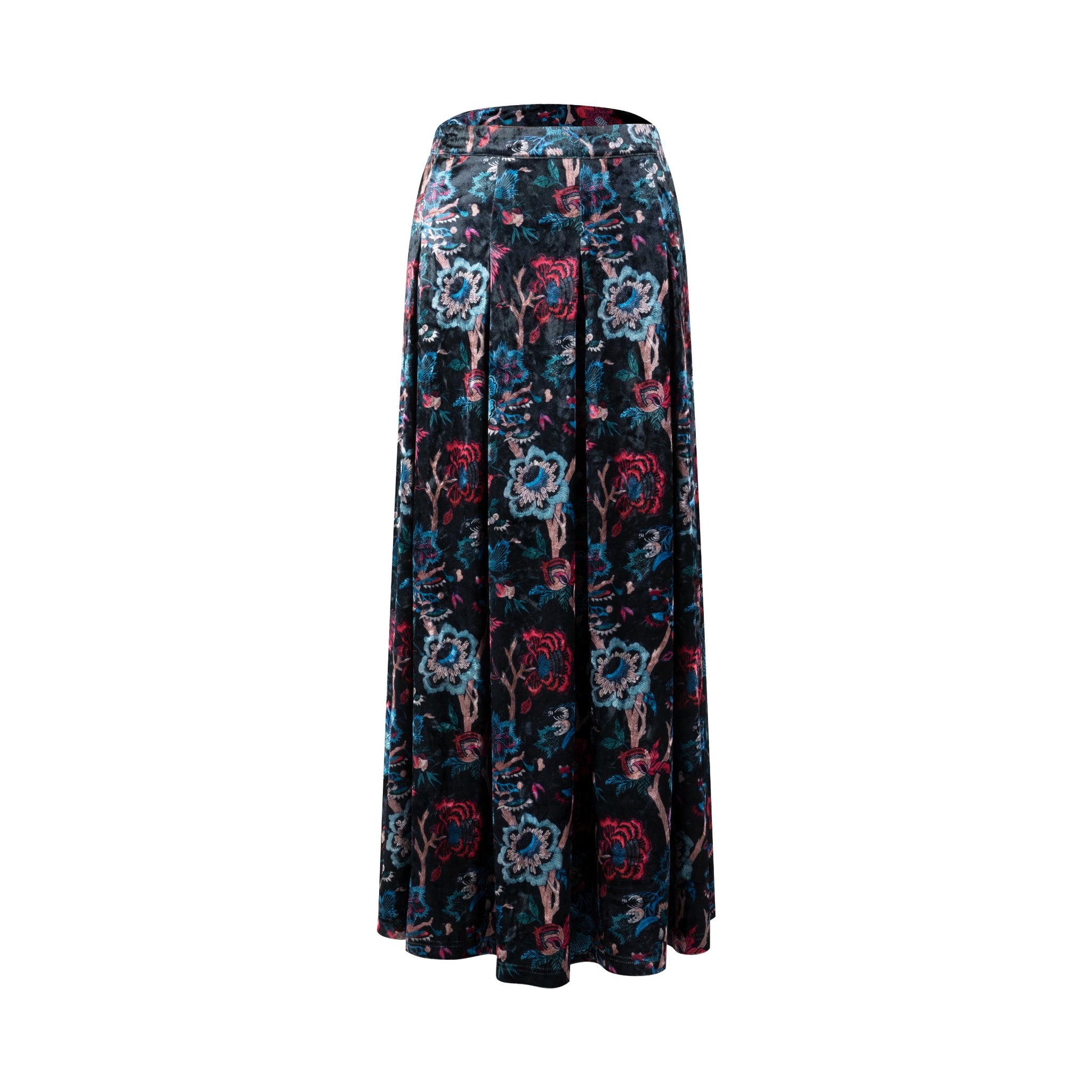 Multi Colored Printed Velvet Skirt