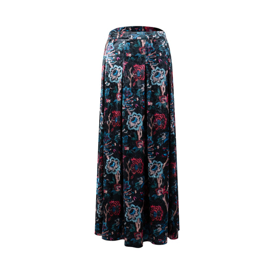 Multi Colored Printed Velvet Skirt