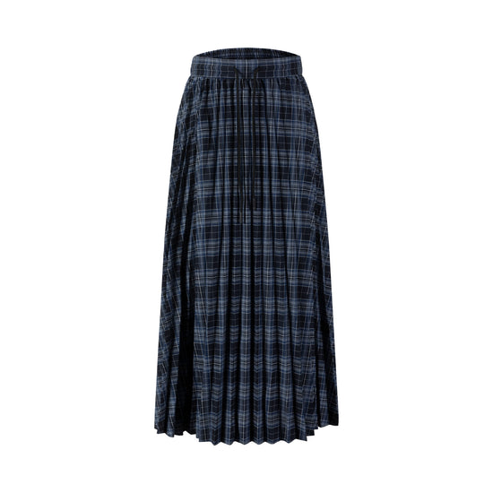 Black And Blue Pleated Maxi Skirt