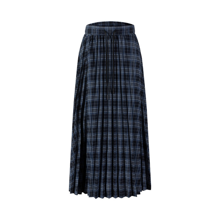 Black And Blue Pleated Maxi Skirt