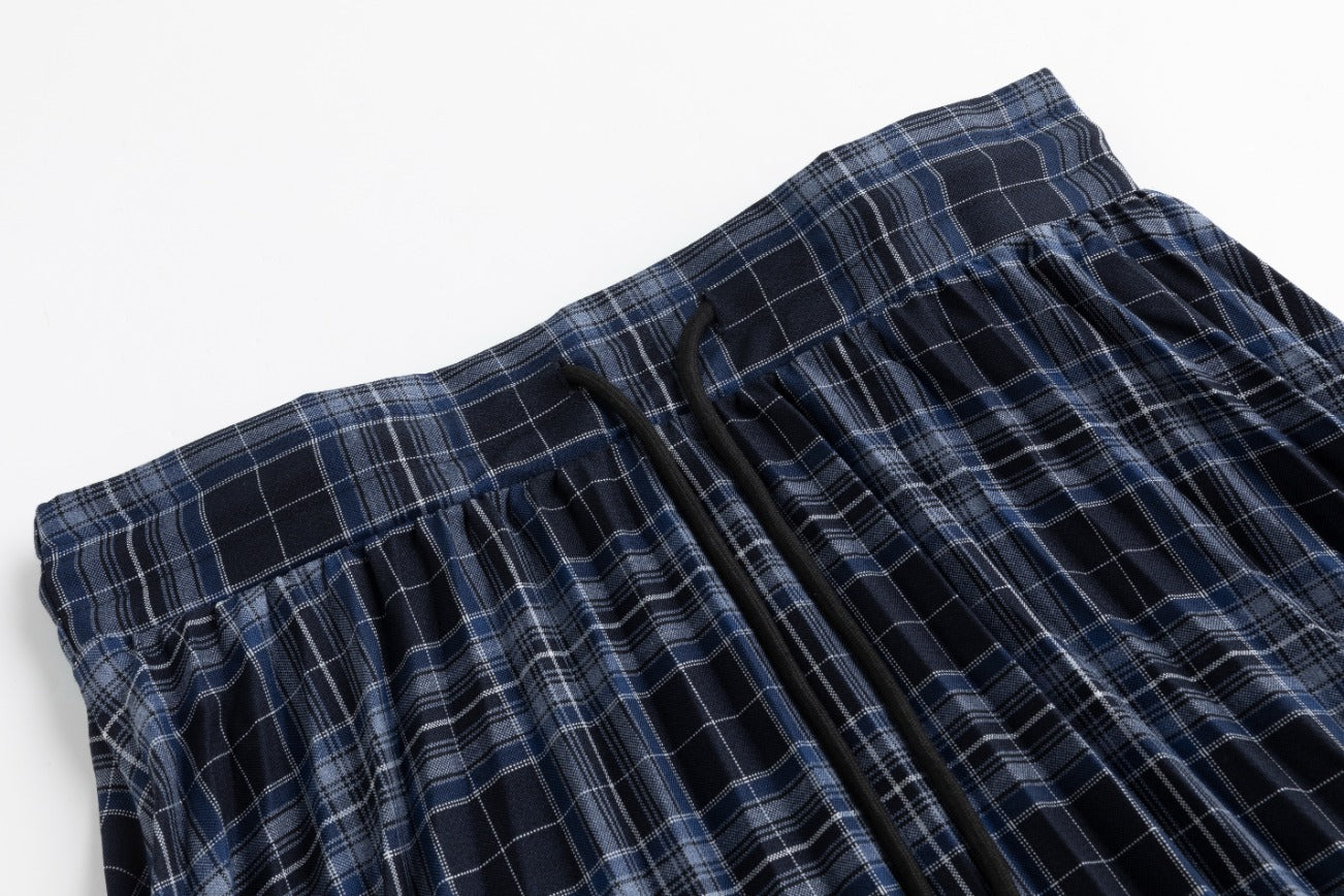 Black And Blue Pleated Maxi Skirt