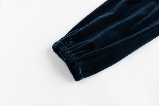 Blue Velvet And Lace Drawstring Dress