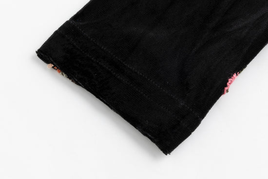 Black Velvet Embroidered Leaf Cardigan With Velvet Jumper Underlay