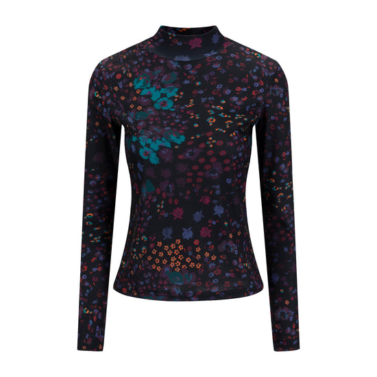 Black And Purple Multi Floral Print Top