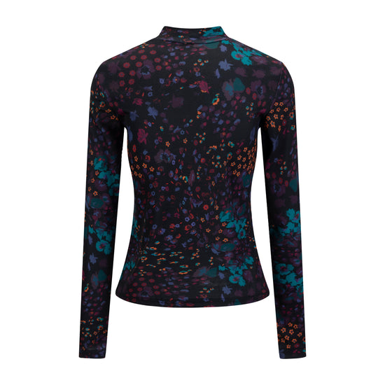 Black And Purple Multi Floral Print Top