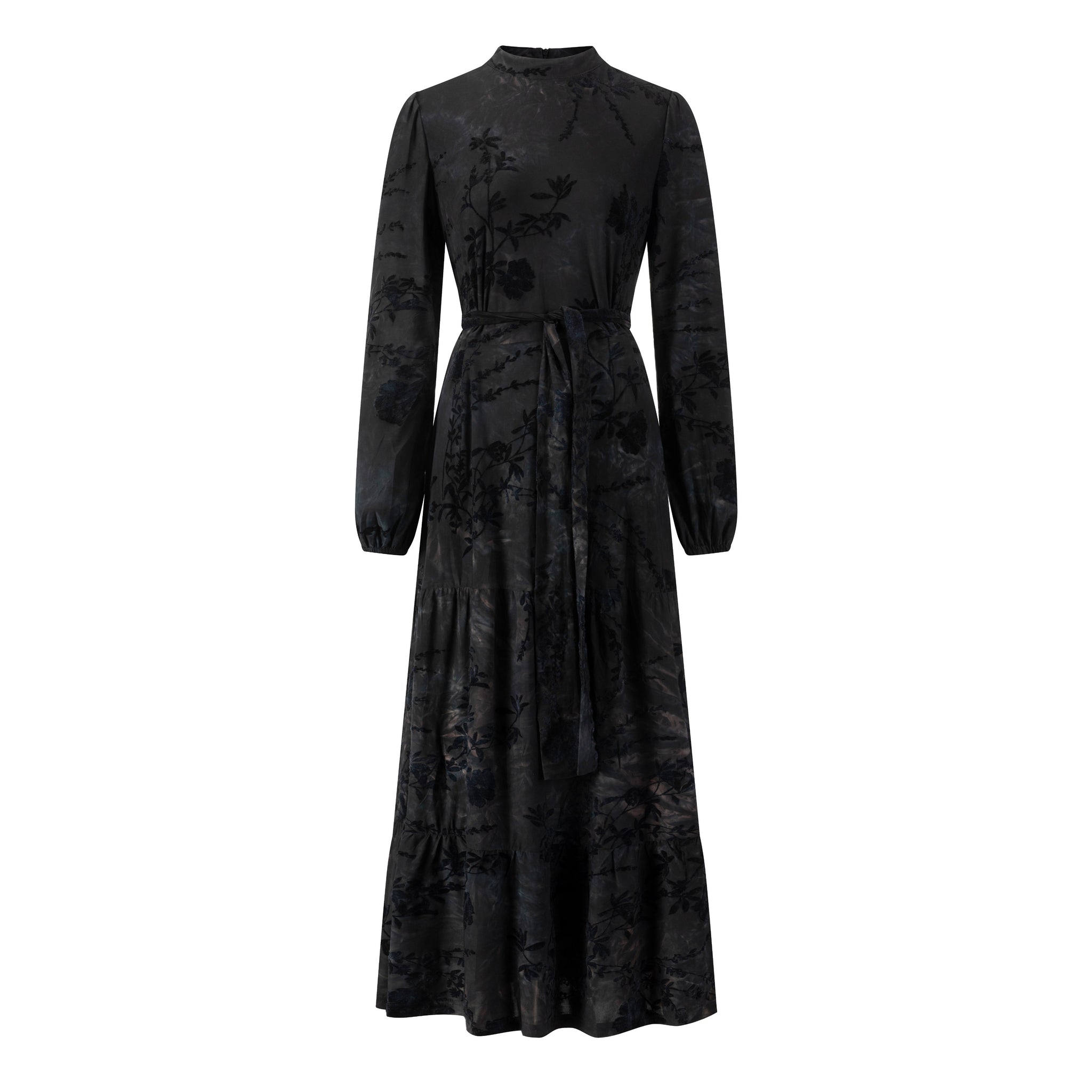 Blue Cut Velvet Printed Dress