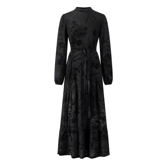 Blue Cut Velvet Printed Dress