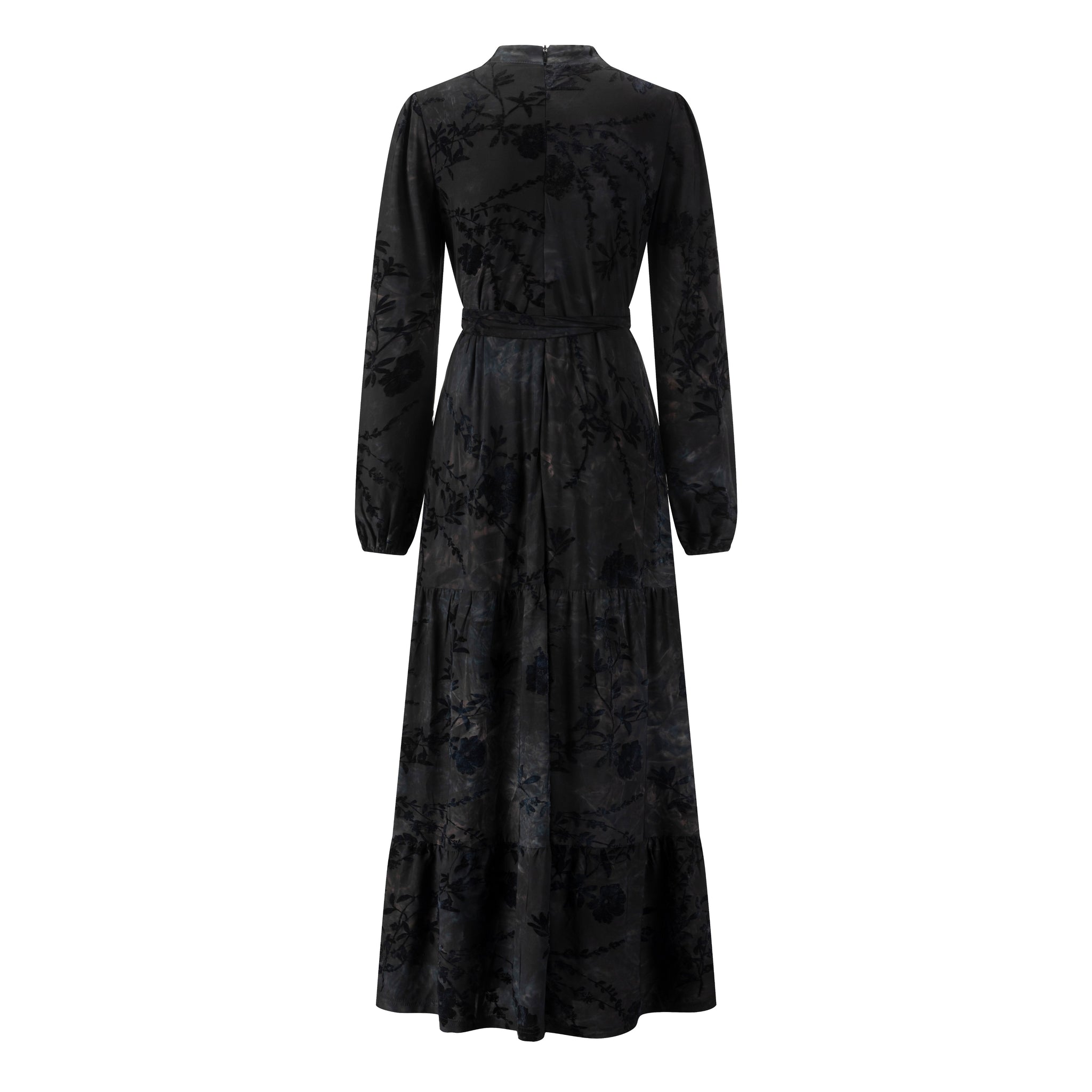 Blue Cut Velvet Printed Dress