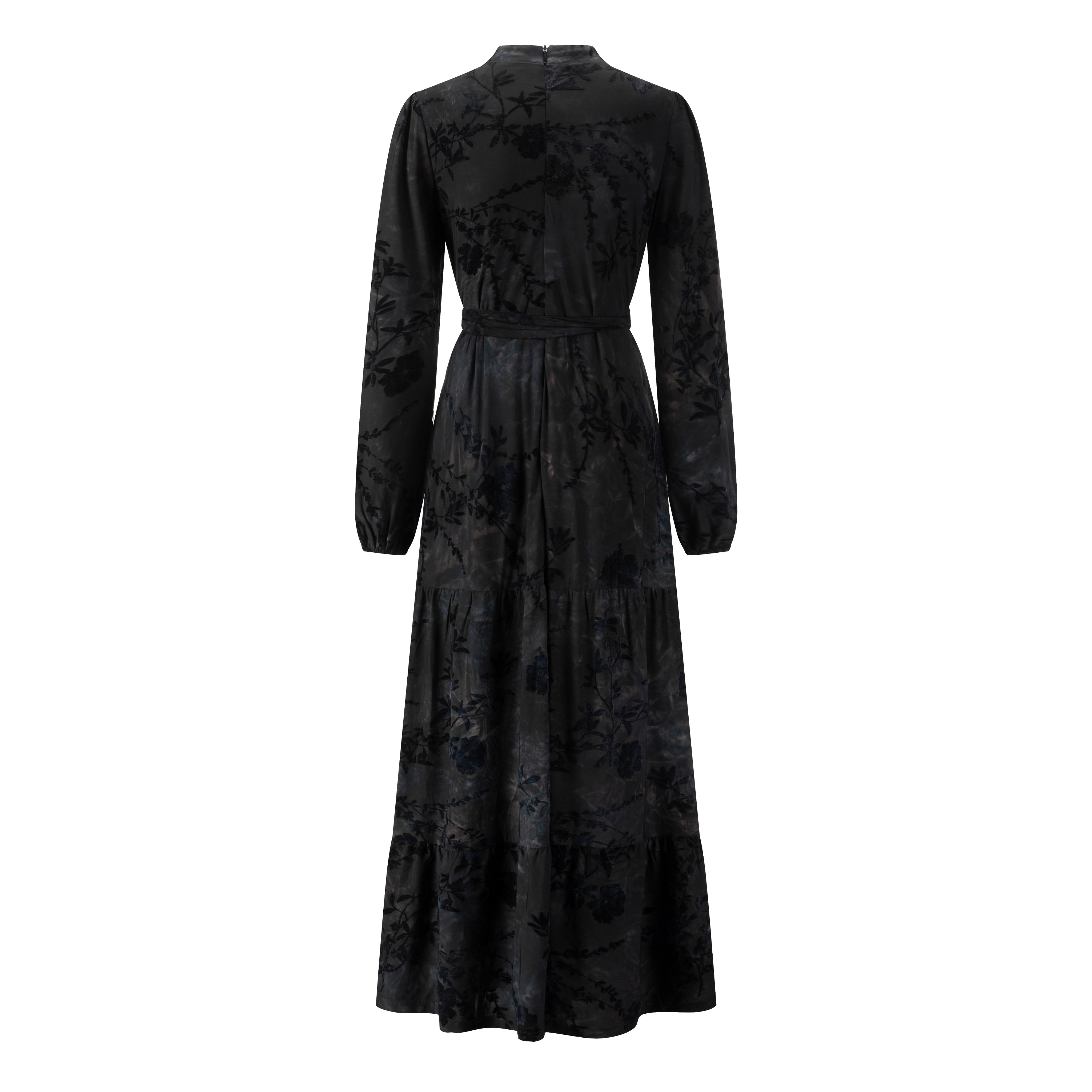 Blue Cut Velvet Printed Dress