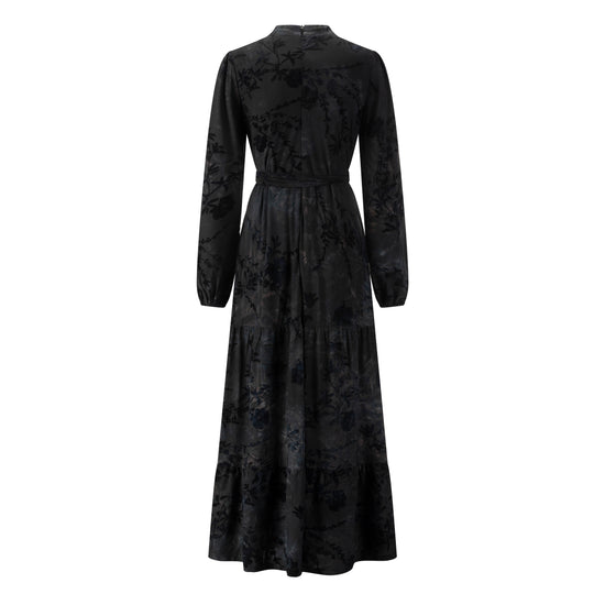 Blue Cut Velvet Printed Dress