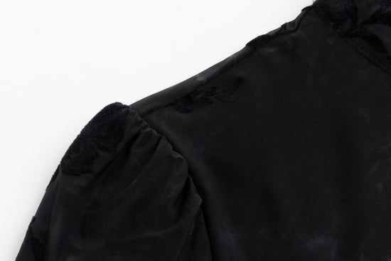 Blue Cut Velvet Printed Dress