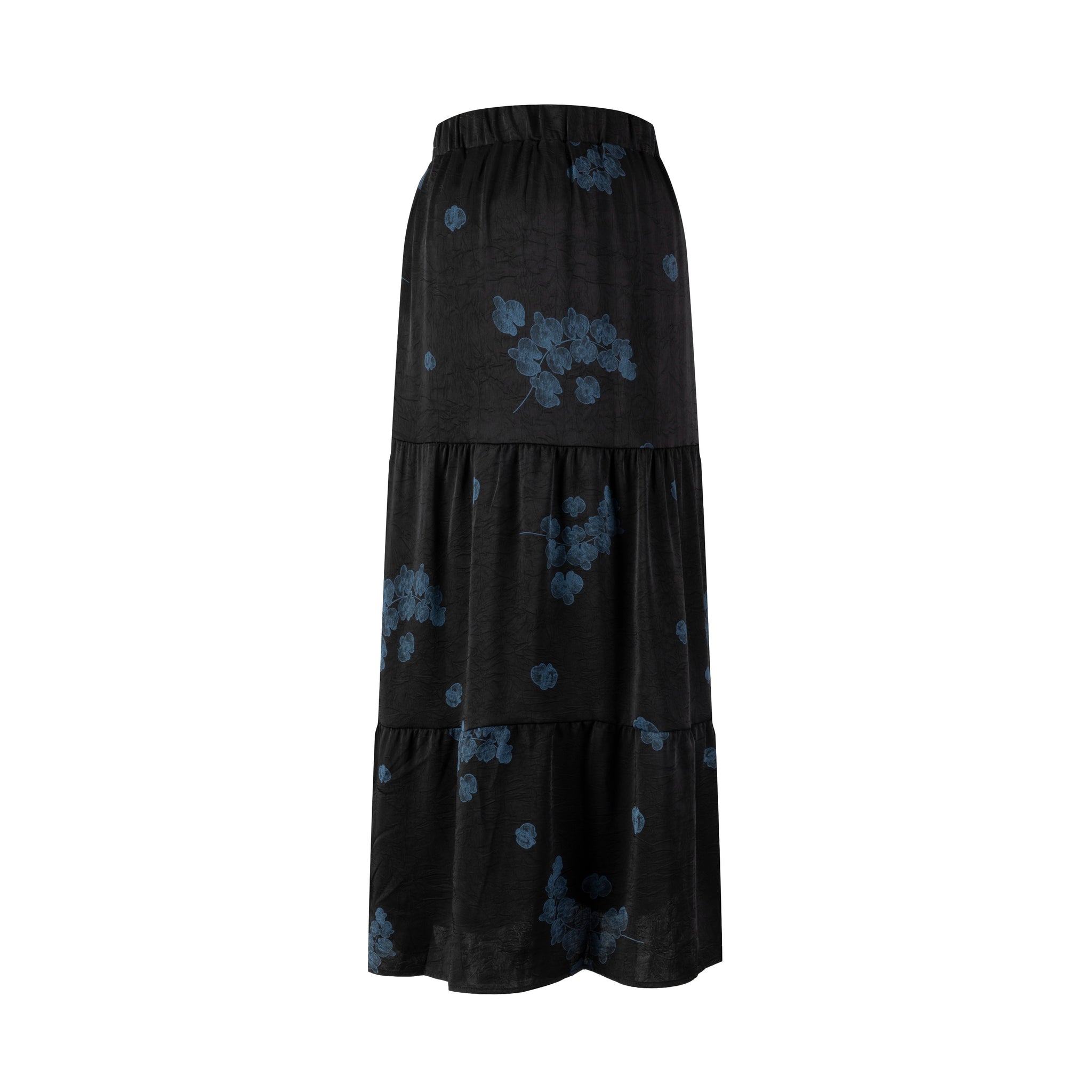 Black Skirt With Blue Floral Print