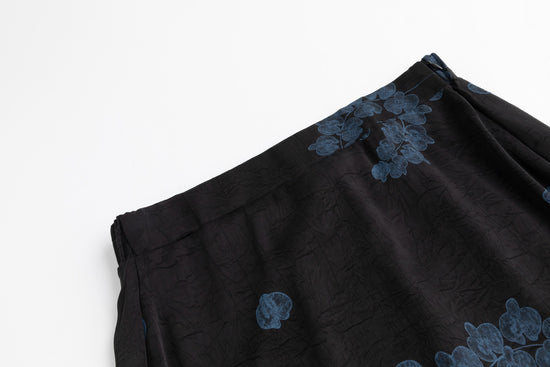 Black Skirt With Blue Floral Print