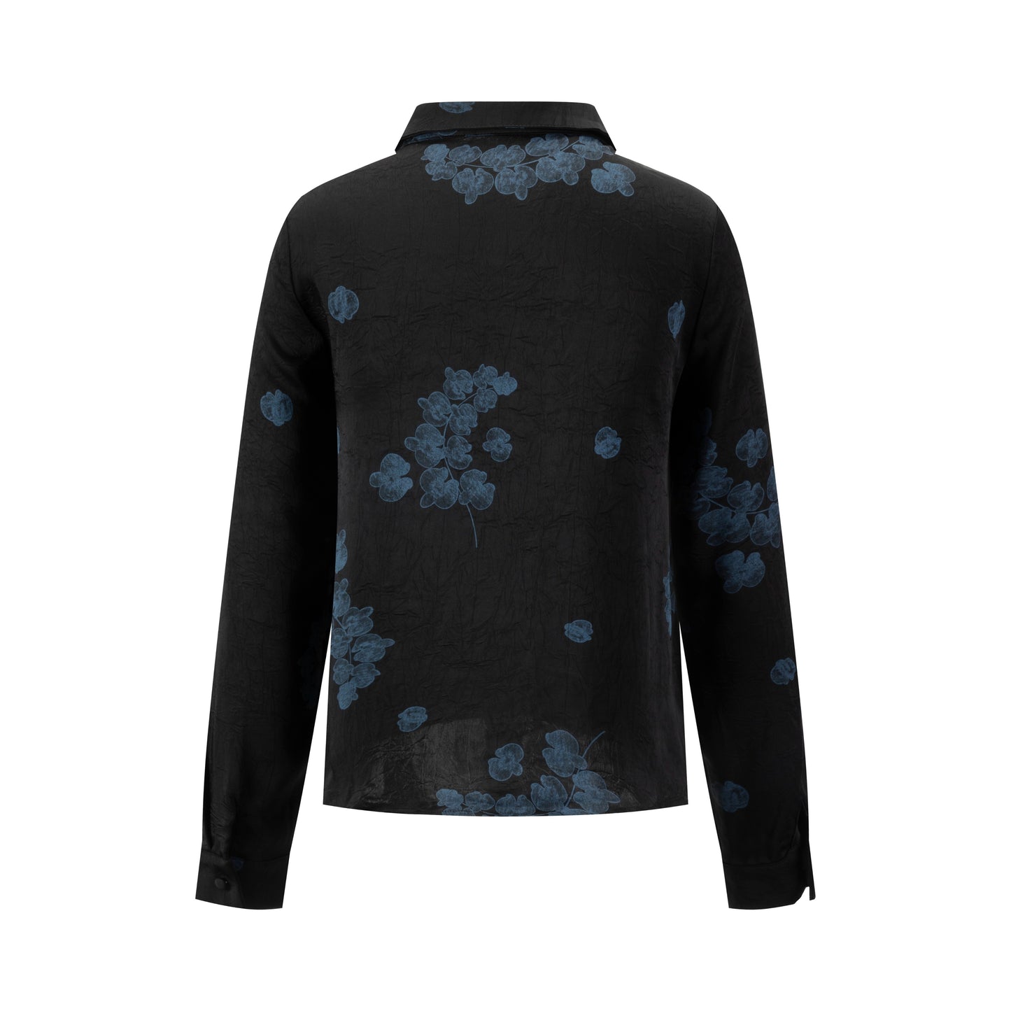 Black Blouse With Blue Floral Print