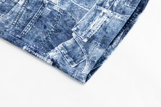 Blue Denim Patched Velvet Skirt