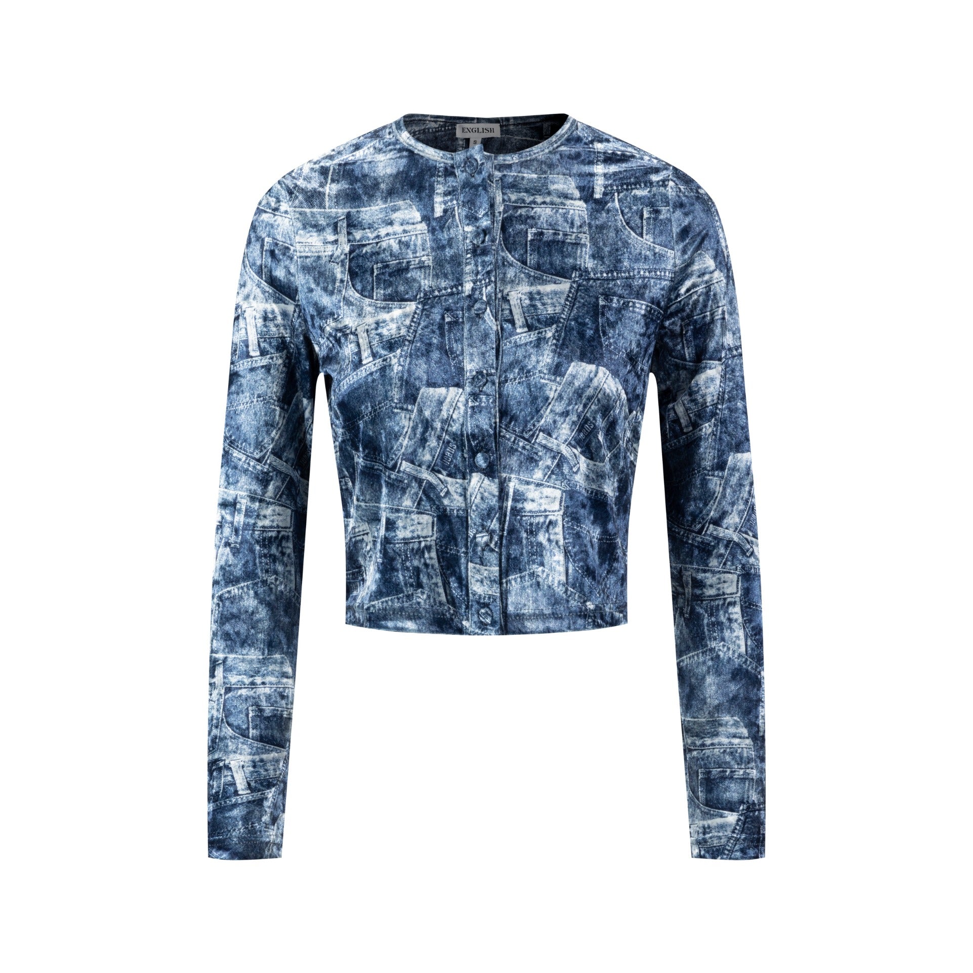 Blue Denim Patched Velvet Cardigan