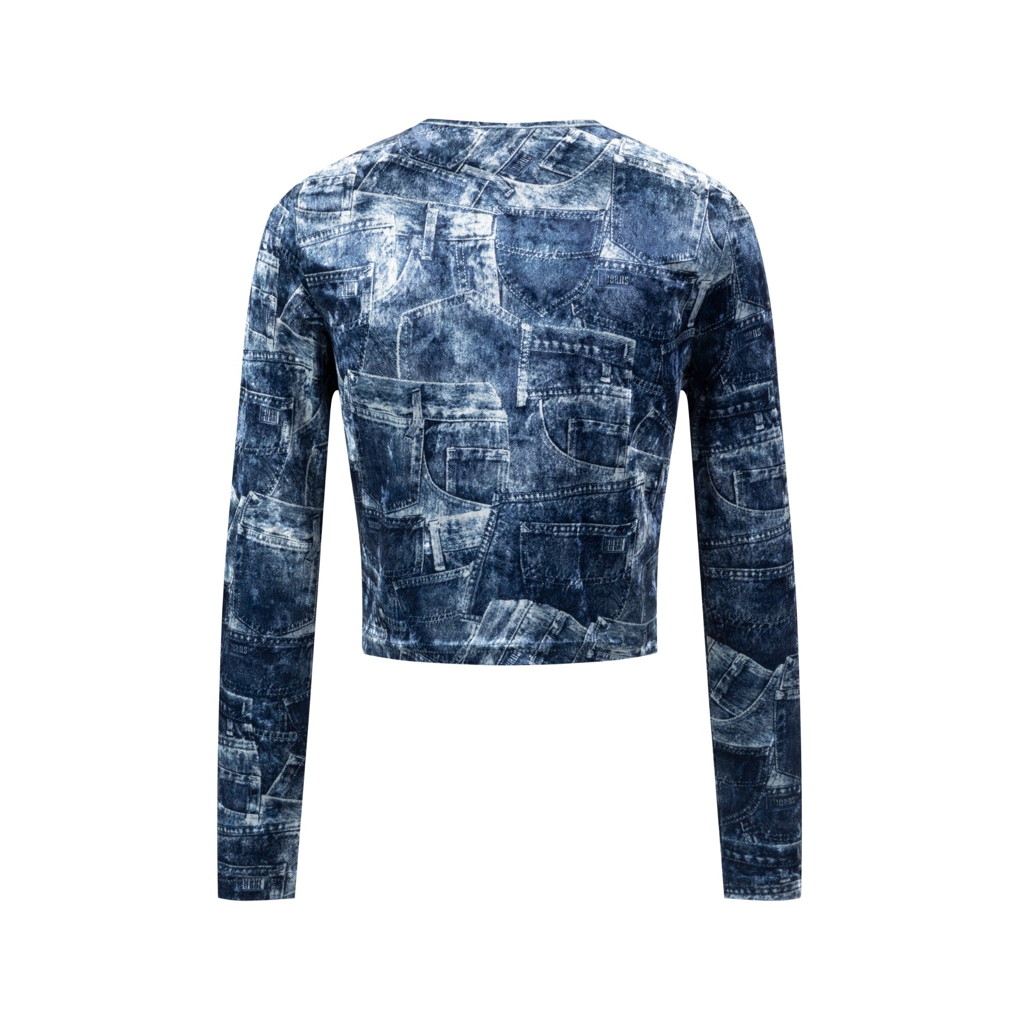 Blue Denim Patched Velvet Cardigan