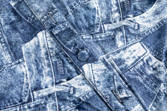 Blue Denim Patched Velvet Cardigan