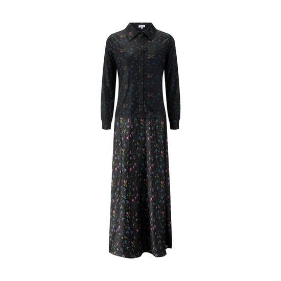 Floral Printed Slip Dress With Mesh Blouse Underlay
