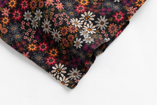 Multicolored Floral Dress With Rust Brown Cardigan