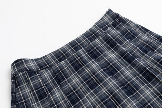 Blue Plaid Pleaded Skirt