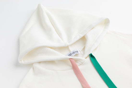 Hoodie With Colorful Strings - White