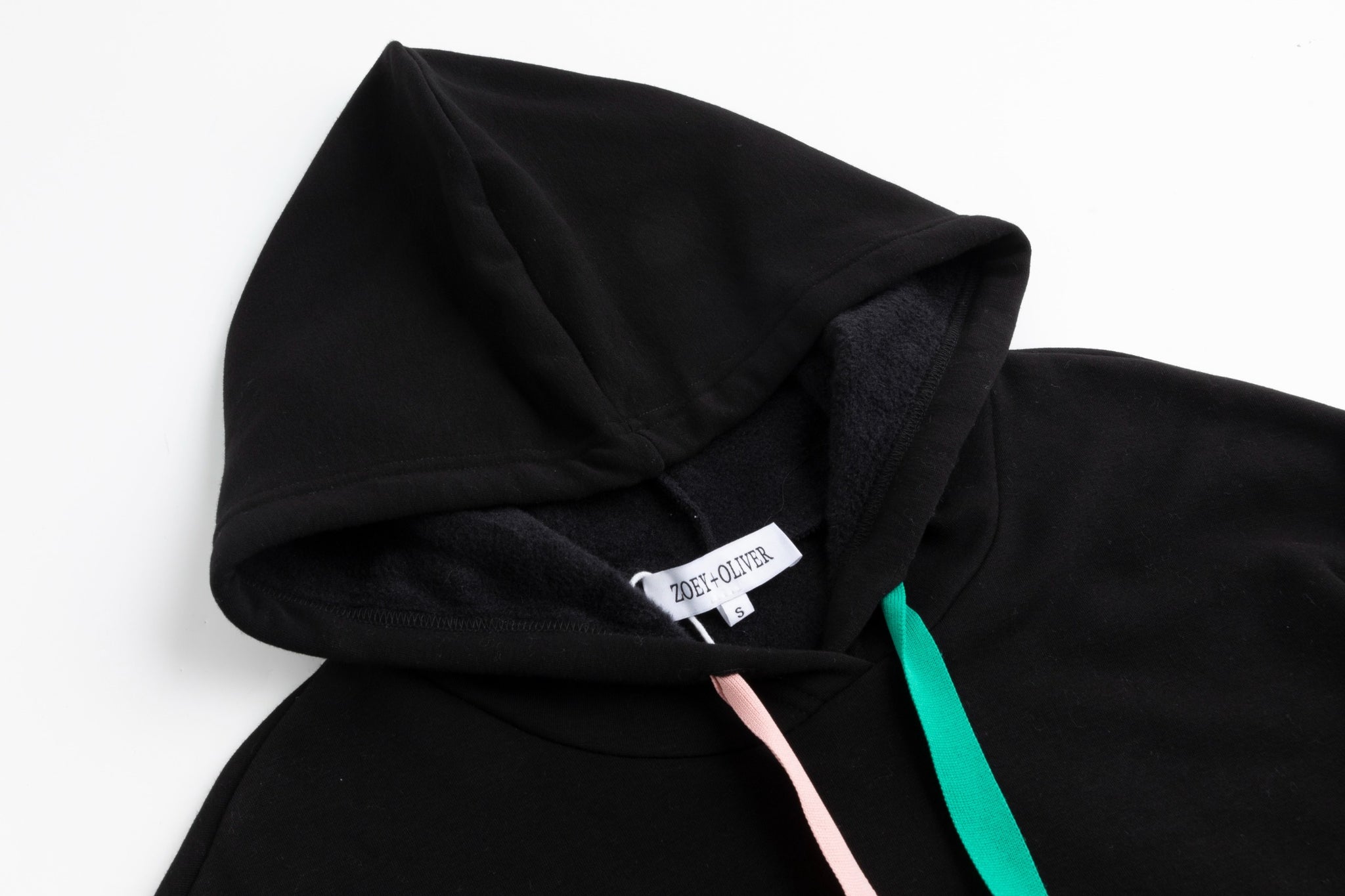 Hoodie With Colorful Strings - Black
